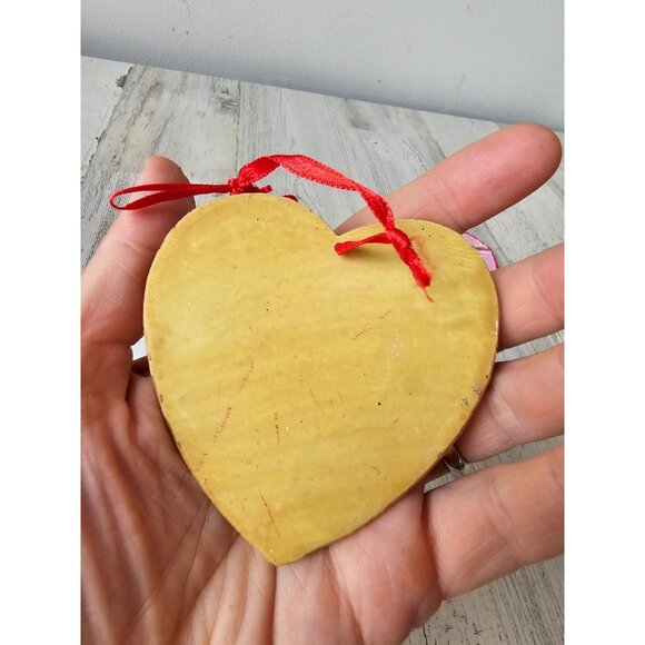 Large heart cookie Valentine's ornament decor glitter sparkle unique vintage - Picture 3 of 7